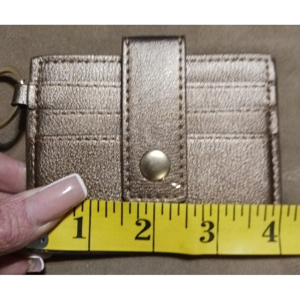 Chico's Metallic Gold Keychain Wristlet Cardholder Wallet